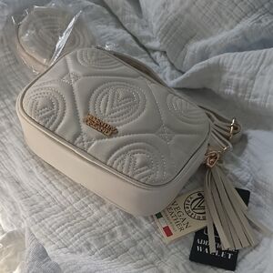 Valentino Orlandi Cream Quilted Crossbody Bag